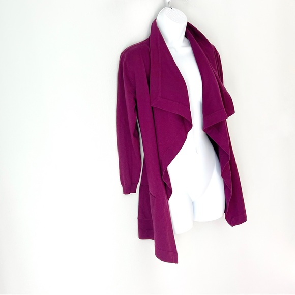 Theory Maritza B New Steady Drape Front Wool Cardigan Sweater Berry Small - Picture 4 of 16